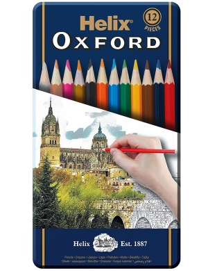Oxford Colouring Pencils In Metal Tin 12pk